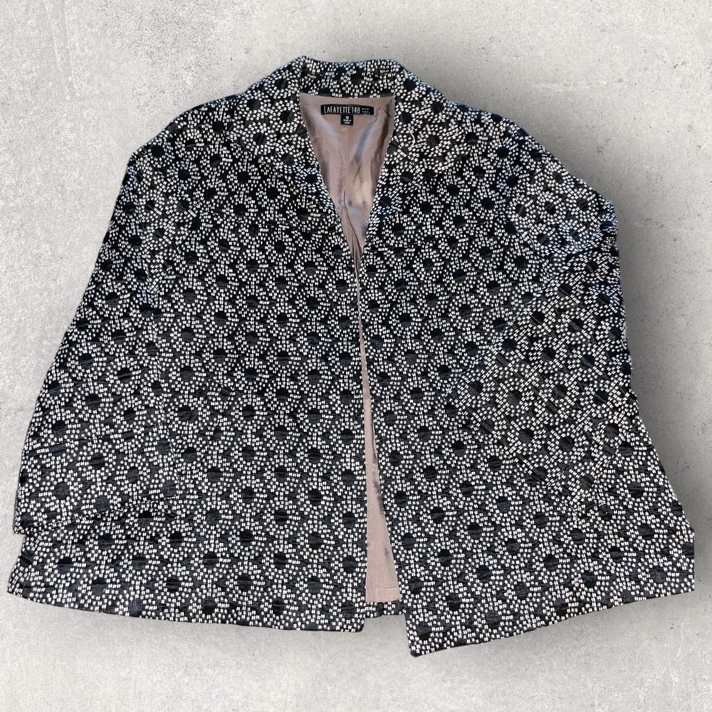 Layfette 148 New York Black Circle Pattern Long Sleeve Blazer Jacket 10